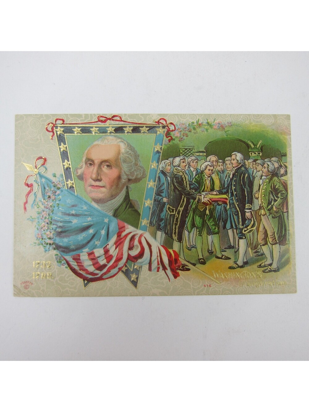 Postcard George Washington Inauguration Patriotic Embossed Antique